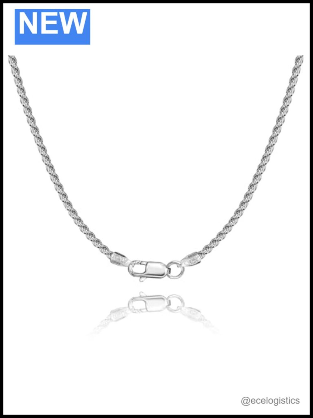 925 Sterling Silver Rope Chain Necklace 18 Inch Tarnish-Resistant